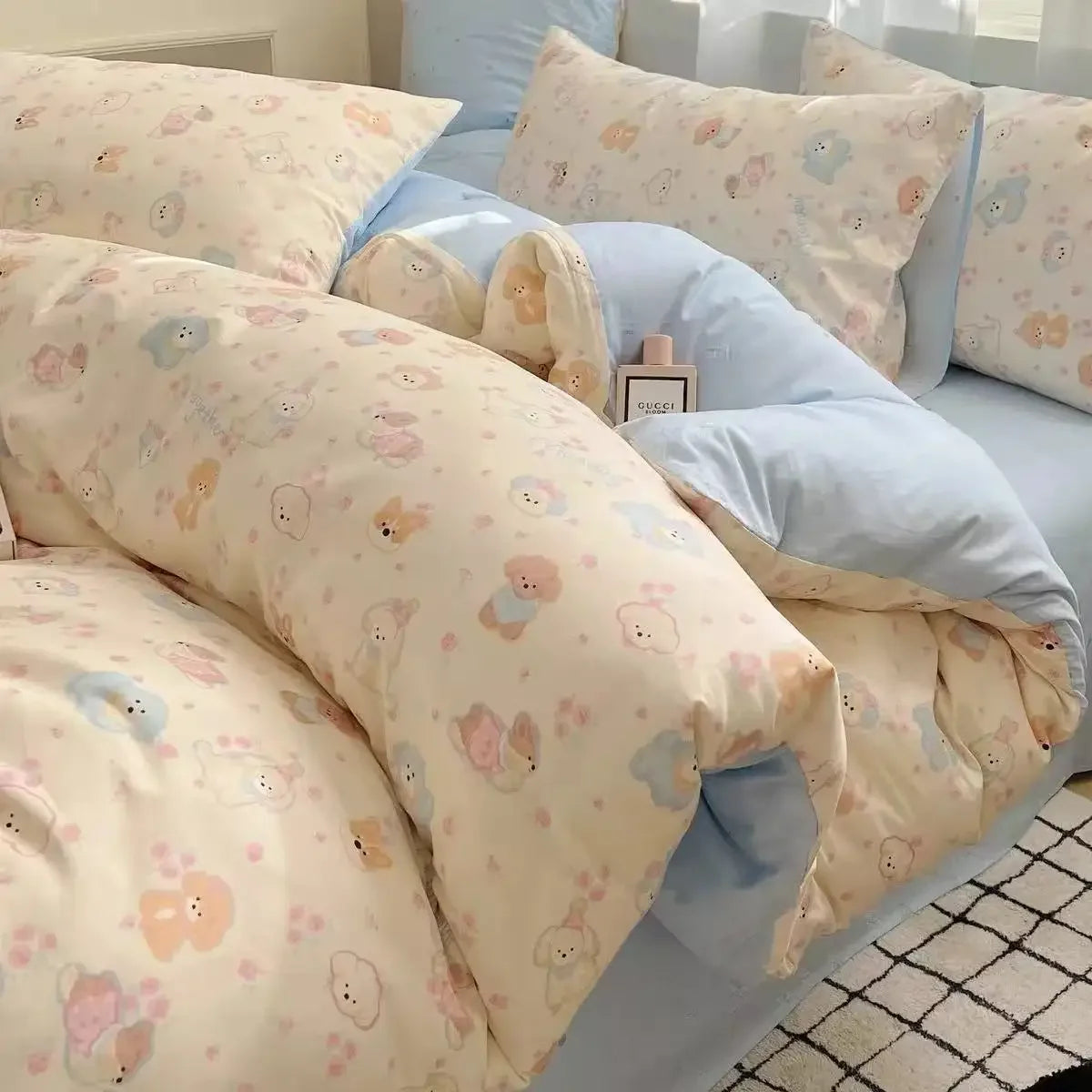 Romantic Tulip Pink Bedding Set Bed Flat Sheet Pillowcase Twin Full Queen Princess Style Bed Linen Kids Girls Floral Duvet Cover