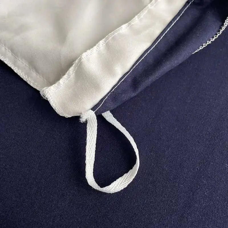 Solstice Home Textile Solid Color White Navy Blue Duvet Cover Pillow Cases Bed Sheet Girls Teenage Bed Linens Bedding Sets Queen