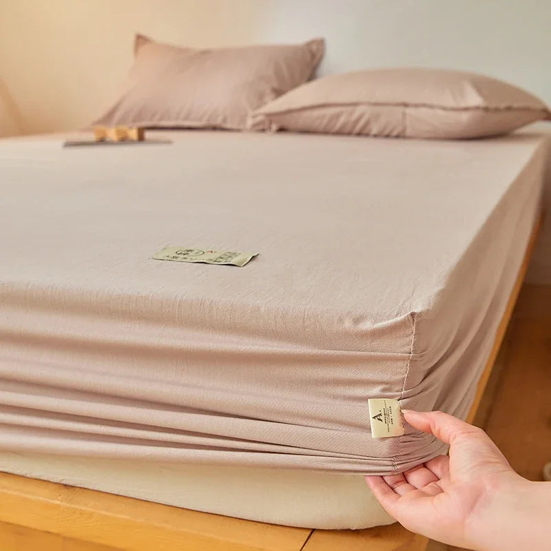 Fitted Bed Sheet Luxury Egyptian Pure Cotton Mattress Cover Bedspreads Elastic Bed Linens Soft Bedsheet (Pillowcase Can Order)