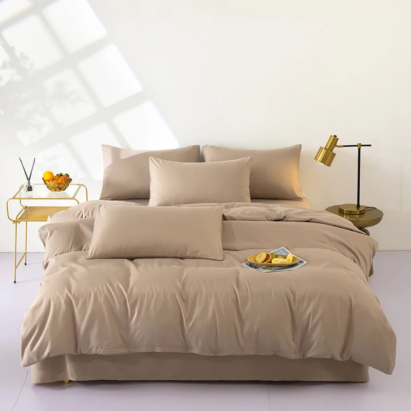 Bonenjoy Bedding Solid Color Bed Sheet Set Brushed Bedclothes Single/Double/Queen Size Bed Linen Set Home Quilt Cover Set 이불세트