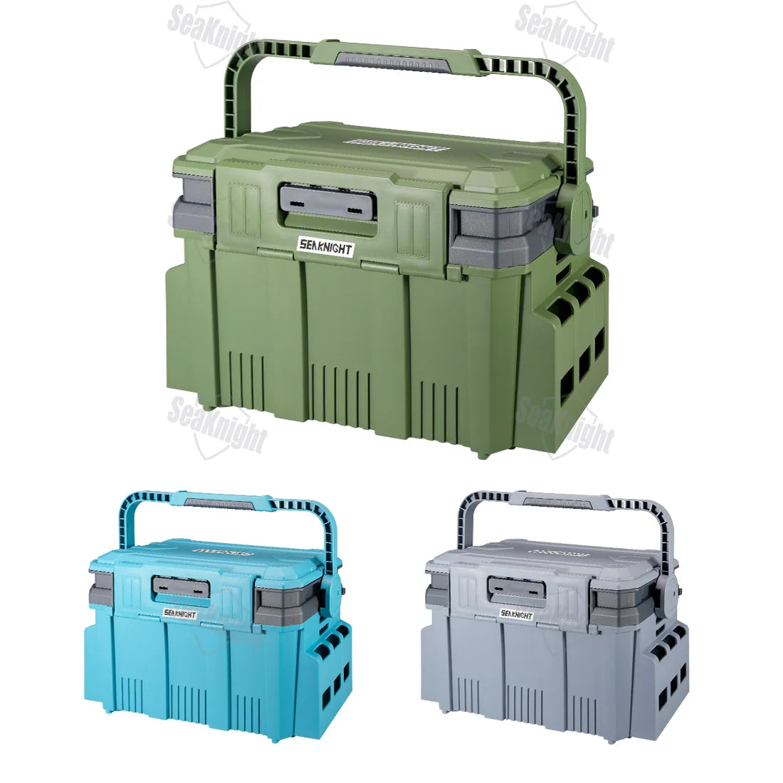 SeaKnight Brand 20L Fishing Tackle Box SK05 Double Layer Large Capacity Hard Fishing Storage Box Multifunctional Case Rod Holder