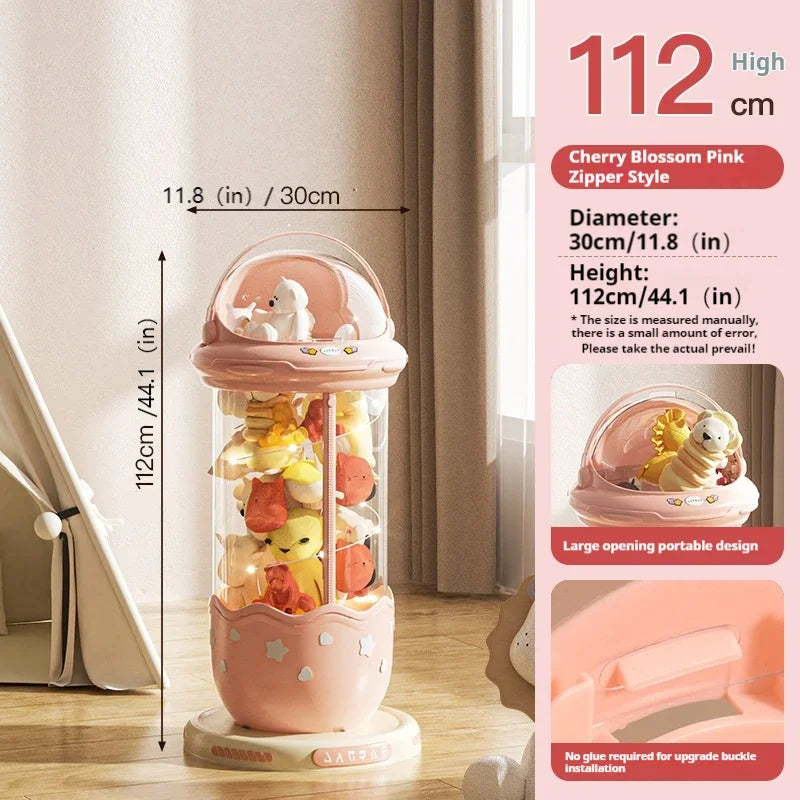 Astronaut Doll Storage Box Children's Plush Toys Storage Boxes Transparent Plastic Stuffed Home Storage Organization Zipper Bin