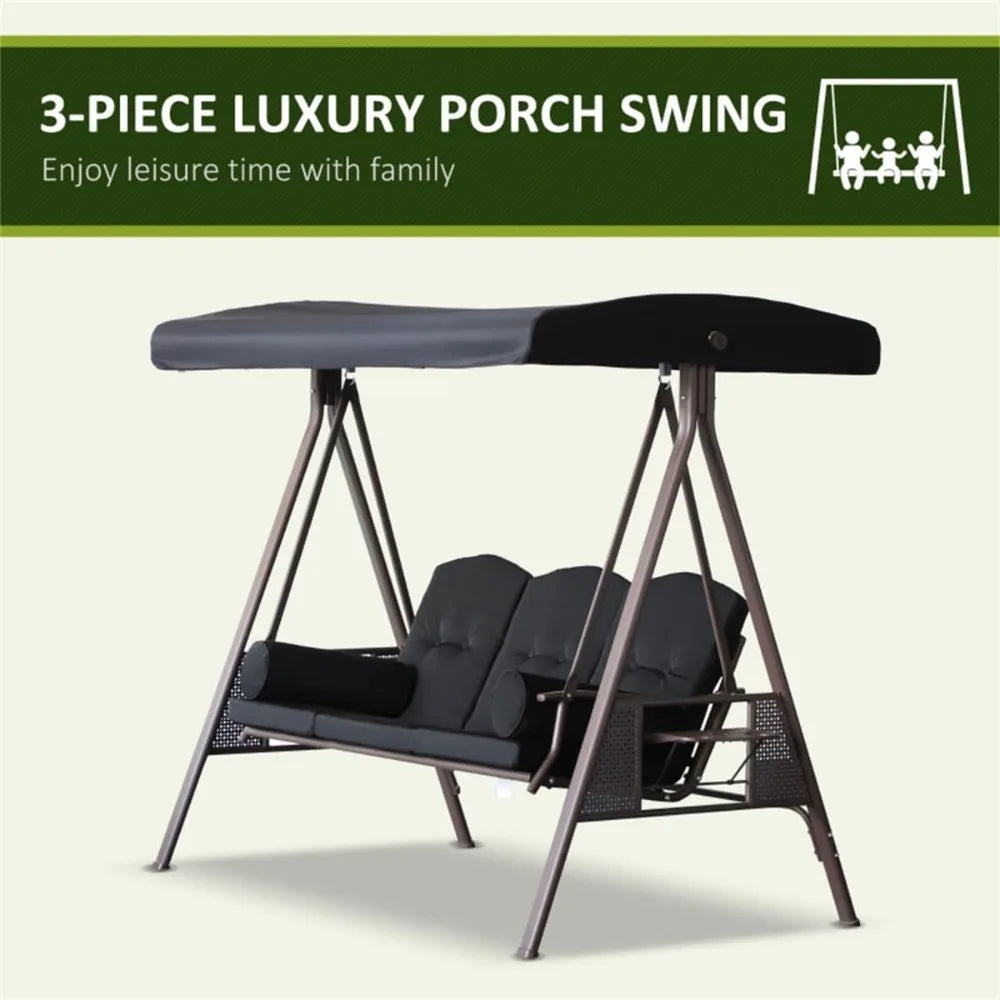 3 outdoor terrace swings, detachable cushions, pillows, suitable for porch, terrace, garden, porch swings with brackets