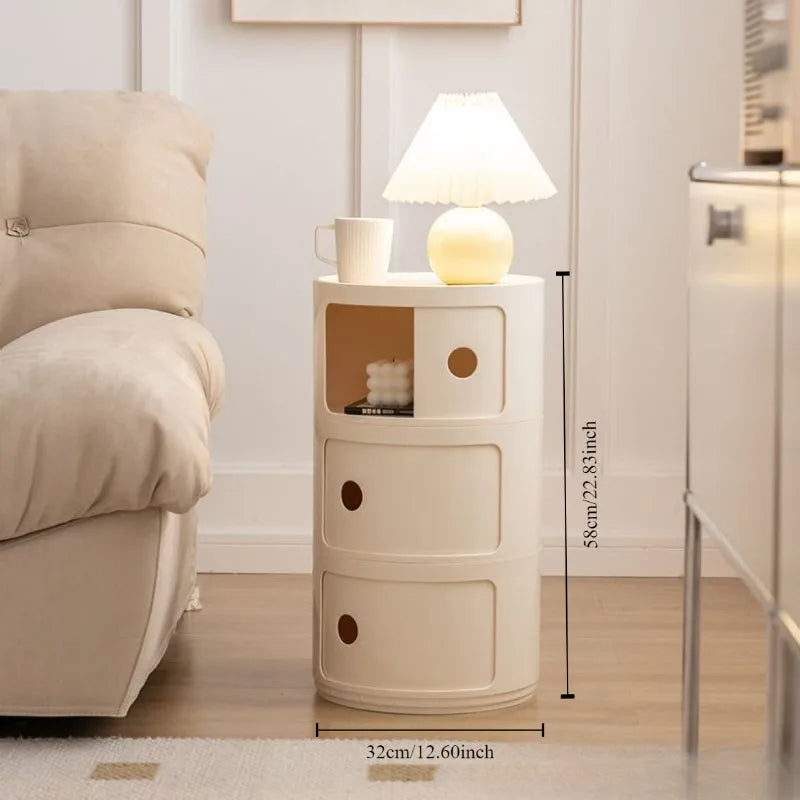 Round bedside table nordic plastic Bedside cabinet for bedroom small side end table nightstand Storage locker