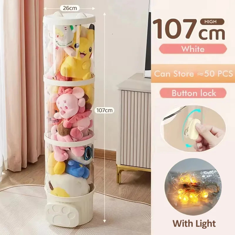 Doll Storage Box 162cm 107cm Toys Organization Plush Toy Storage Tube Transparent Storage Barrel Children's toy Organizer