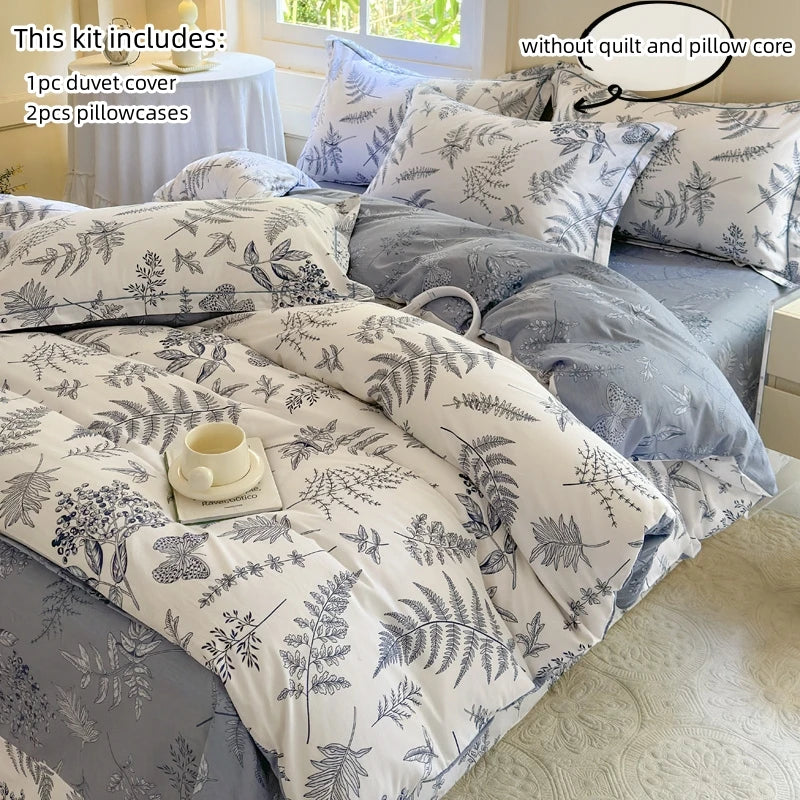 3pcs Leaves Duvet Cover Set Pillowcases No Filling no flat sheet Twin Single Queen King Size Girls Bedding Linen