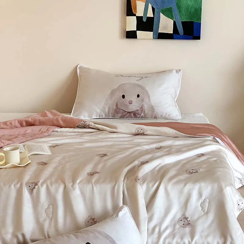 High End 100% Lyocell Summer Quilt for Children and Adult Soft Silky Skin Friendly Air Conditioner Comforter Cooling Blanket Kid