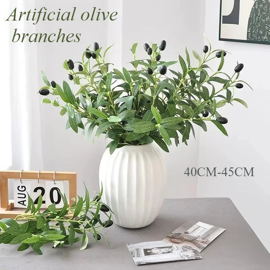 Artificial Olive Branches Leaves Simulation Green Plants Photo Props Hotel Home Decoration Wedding Arrangement Olive Fruit