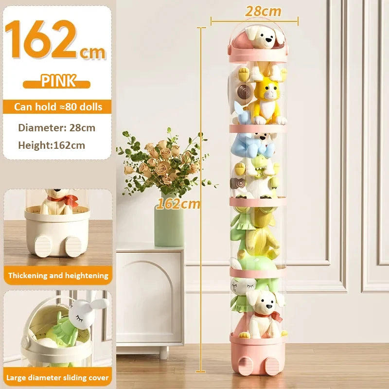 Doll Storage Box 162cm 107cm Toys Organization Plush Toy Storage Tube Transparent Storage Barrel Children's toy Organizer