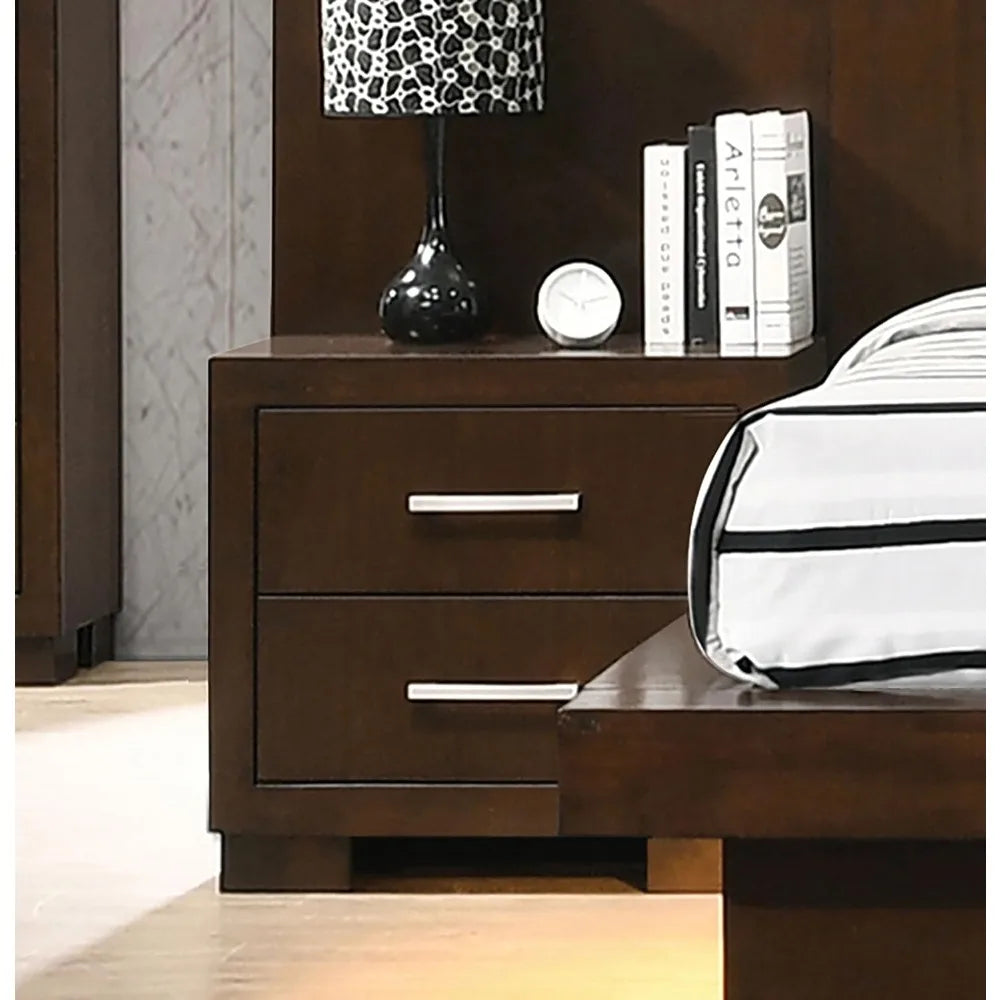 Jessica Contemporary Wood 2-Drawer Bedroom Nightstand Bedside Table Organizer Unit
