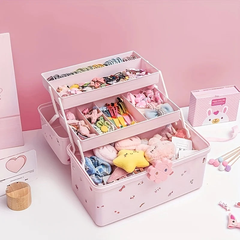 Multi Layer Accessory Storage Box with Lid - Perfect for Storing Hairbands, Jewelry, and More  Home Organizer