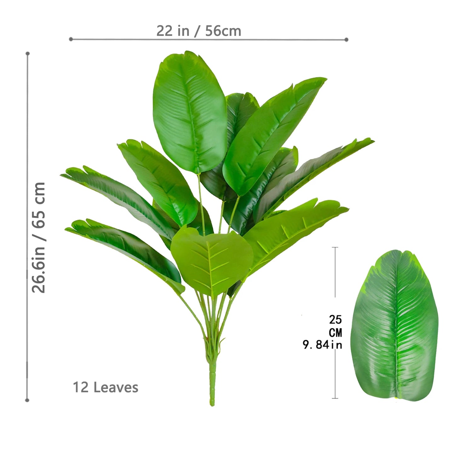 66-125cm 24 Leaf Large Tropical Palm Tree Fake Banana Plant Leaves Real Touch Strelitzia Reginae Plastic Plant for Home Garden