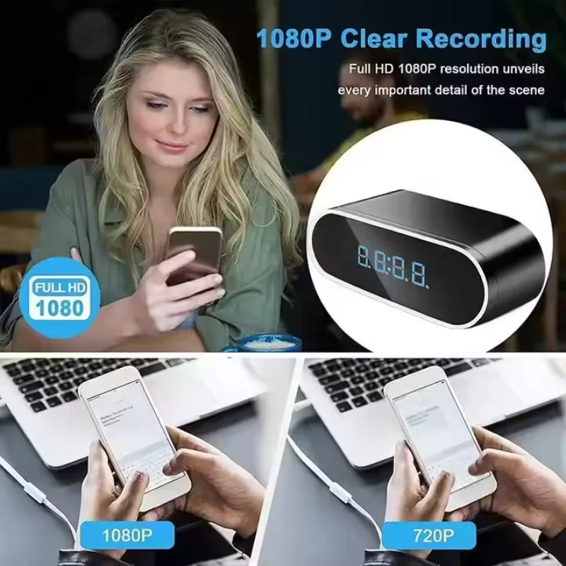Digital Alarm Clock Full HD Clock Camera Home and Office