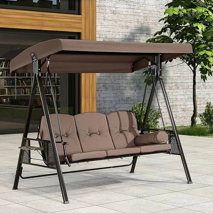2 outdoor terrace porch swings, weather resistant steel frame, adjustable tilt canopy, including cushions and pillow swings