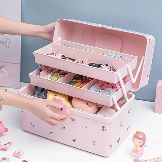 Multi Layer Accessory Storage Box with Lid - Perfect for Storing Hairbands, Jewelry, and More  Home Organizer