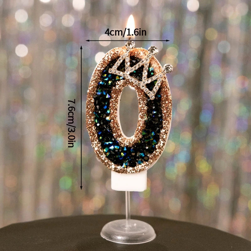 Black Crown Digital Candles 0-9 Number Cake Topper Decoration Wedding Party Anniversary Date Baby Shower Party Decorations