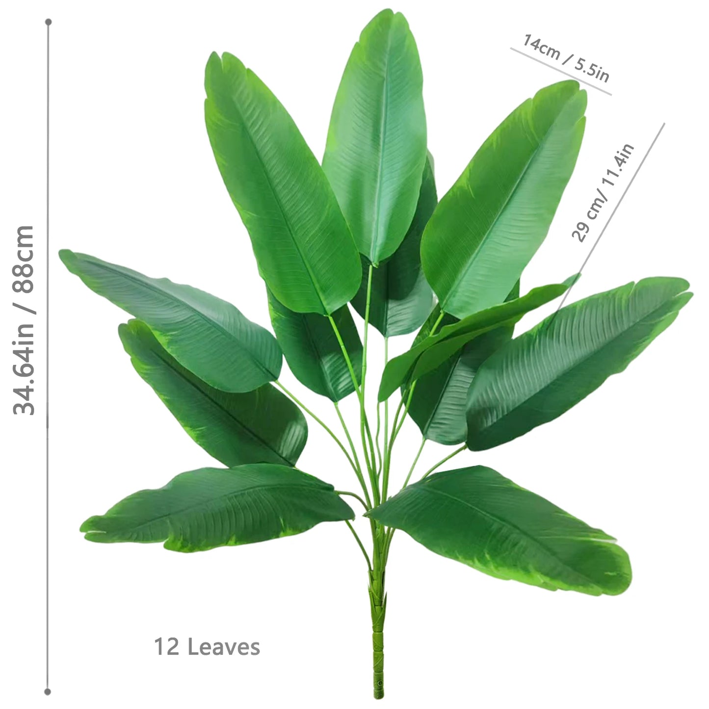 66-125cm 24 Leaf Large Tropical Palm Tree Fake Banana Plant Leaves Real Touch Strelitzia Reginae Plastic Plant for Home Garden