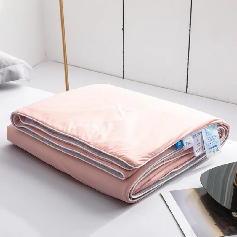 2025 Ice cream cool sensation silk solid color summer quilt solid color air conditioning by summer ice silk quilt