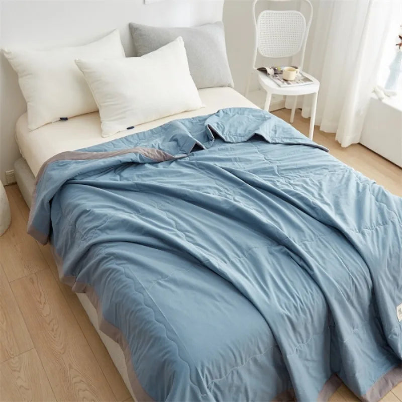 Class A 2025 new all cotton color blocked cotton summer quilt, pure cotton summer quilt, breathable air conditioning quilt