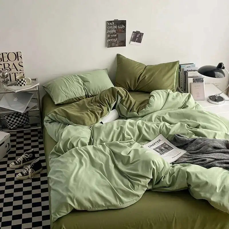 Solstice Home Textile Solid Color White Navy Blue Duvet Cover Pillow Cases Bed Sheet Girls Teenage Bed Linens Bedding Sets Queen
