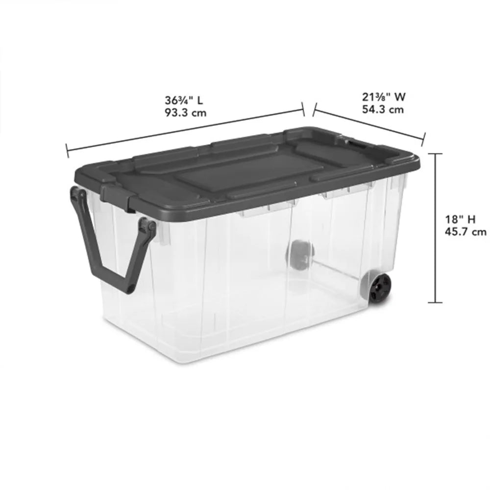 160 Quart Plastic Stacker Box, Lidded Storage Bin Container for Home and Garage Organizing, Shoes, Tools