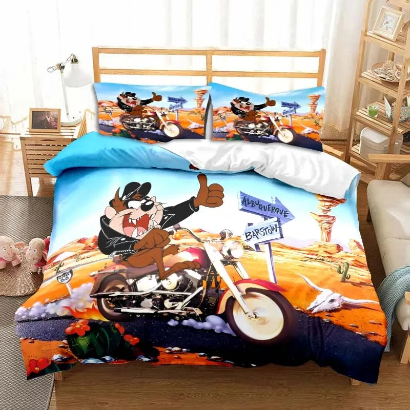 3D Print Cartoon Tasmanian Devil Fashion Bedding Set Double Twin King Duvet Cover Comforter Pillowcase Boys Girls Adults Bedroom