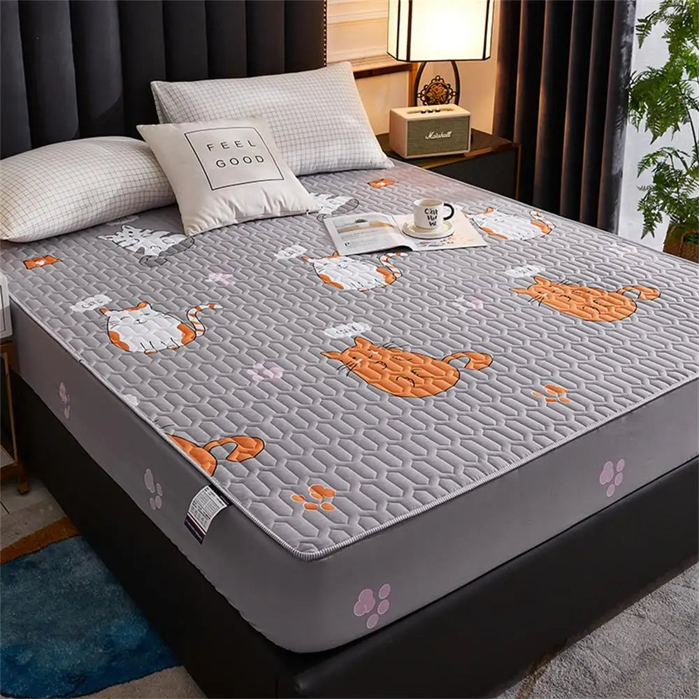 Waterproof Thicken Mattress Pad Protector Skin-Friendly Durable Fitted Sheet Bed Cover Latex Mat Cover 120x200 150x200 180x200