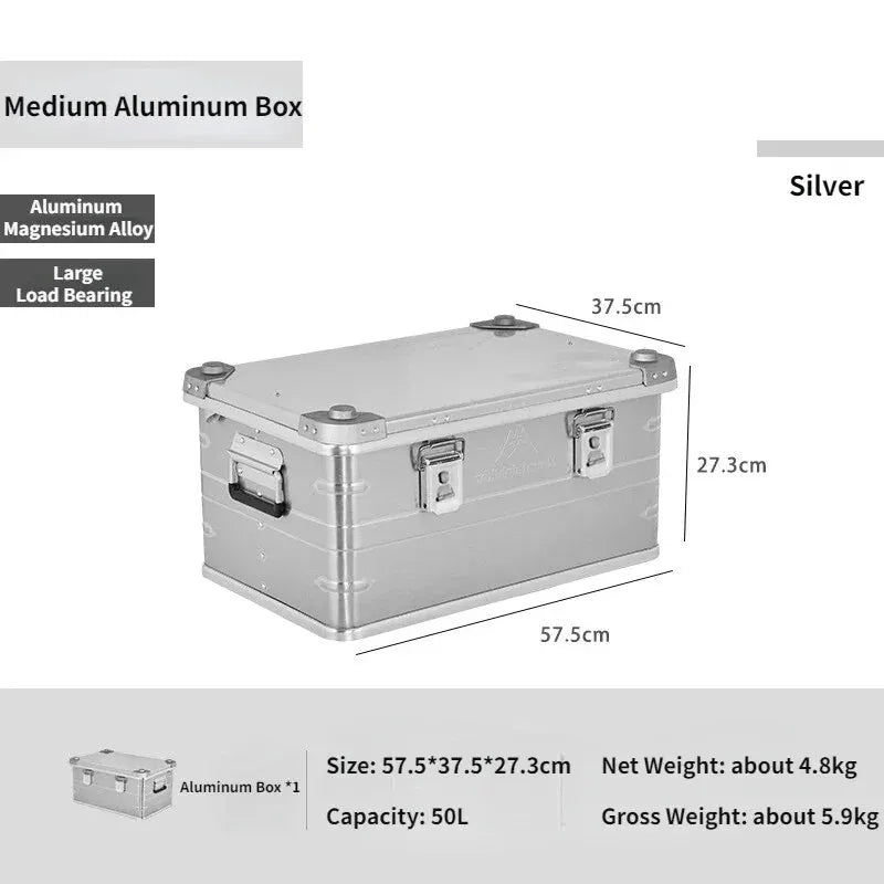 MOUNTAINHIKER Outdoor Storage Box Camping Picnic Travel Aluminum Alloy Large Capacity Box Silver Storage Bag 30-80L