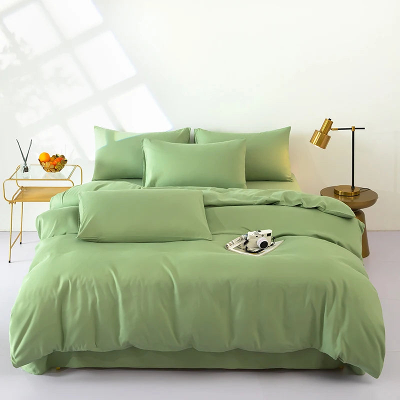Bonenjoy Bedding Solid Color Bed Sheet Set Brushed Bedclothes Single/Double/Queen Size Bed Linen Set Home Quilt Cover Set 이불세트
