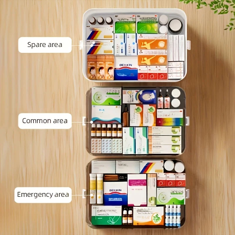 Portable Medicine Box Large Capacity Home First Aid Medical Kit Family Emergency Medicine Box with Multi-layer Drug Storage Case