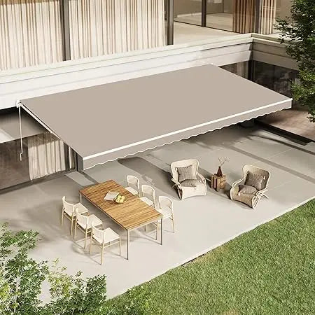 13'×10' Patio Awning Retractable Awning Sun Shade Awning Cover Outdoor Patio Canopy Sunsetter Deck Awnings with Manual Crank Ha
