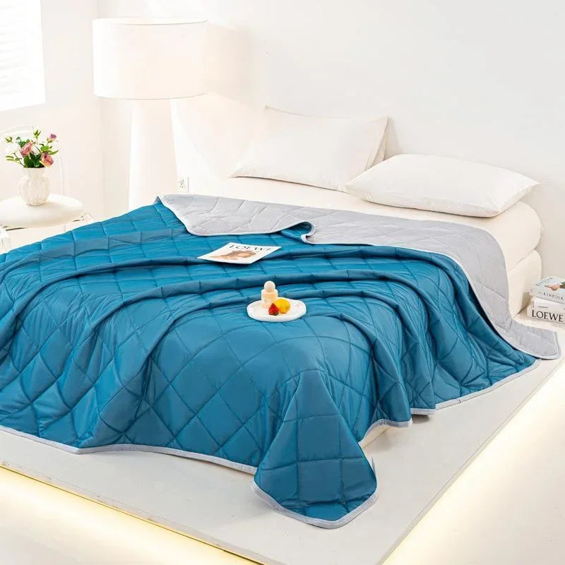 Air Condition Summer Blanket Washable Ice Silk Cold Feeling Quilt Lightweight Breathable Cooling Kids Adults Bedroom Quilts 여름이불