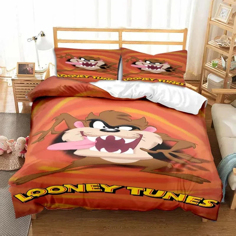 3D Print Cartoon Tasmanian Devil Fashion Bedding Set Double Twin King Duvet Cover Comforter Pillowcase Boys Girls Adults Bedroom