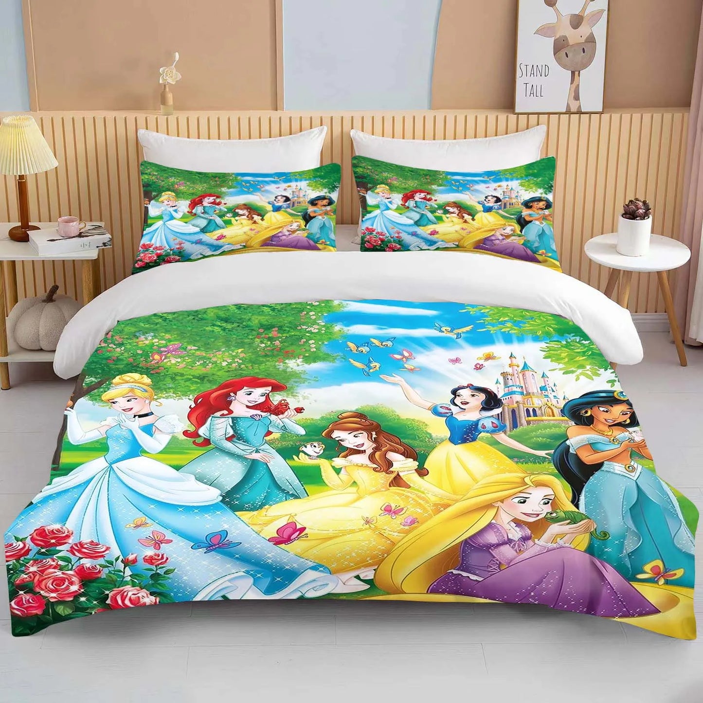 10 Sizes Disney Princess Printed Bedding Set Cartoon Anime Microfiber Bed Set Pillowcase Adult Bed Cover Bedroom Bed Set Duvet