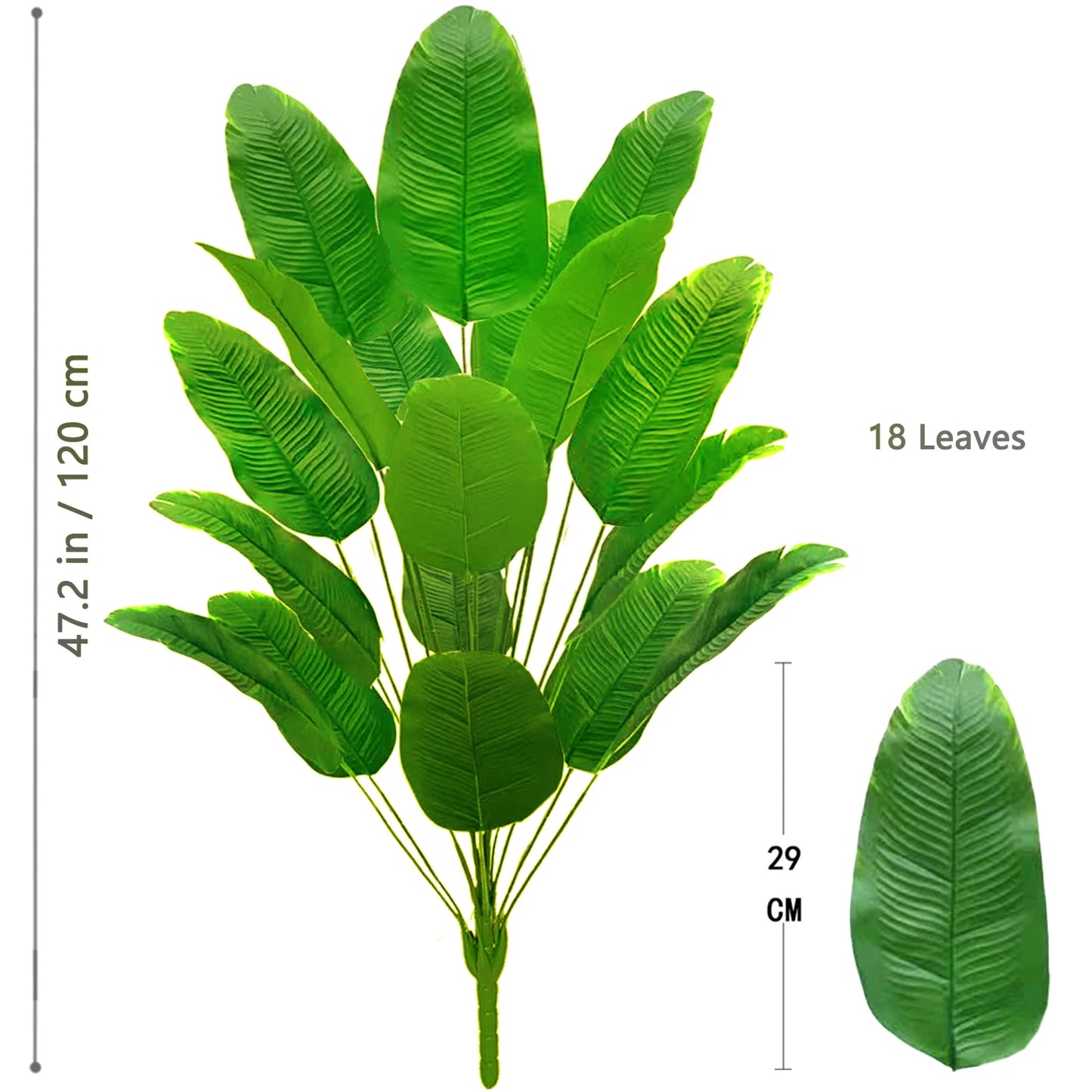 66-125cm 24 Leaf Large Tropical Palm Tree Fake Banana Plant Leaves Real Touch Strelitzia Reginae Plastic Plant for Home Garden