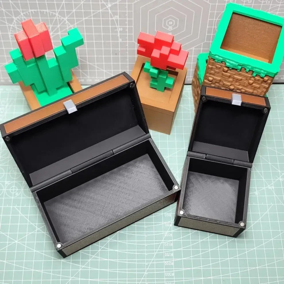 MC Storage Box Magnetic Pixel Cute Jewelry Organizer Mini Toy Trinket Case Block Style Desktop Decoration Sandbox Game Fans