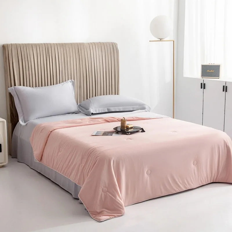 2025 Ice cream cool sensation silk solid color summer quilt solid color air conditioning by summer ice silk quilt