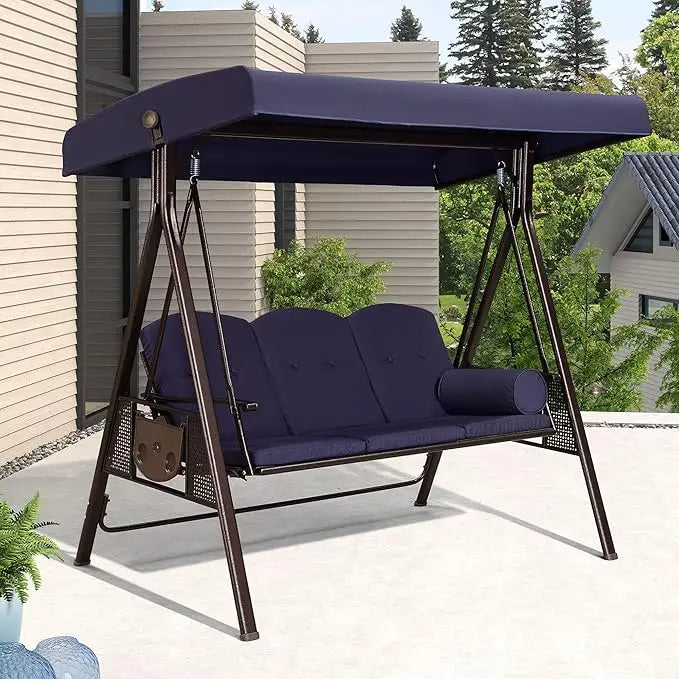2 outdoor terrace porch swings, weather resistant steel frame, adjustable tilt canopy, including cushions and pillow swings