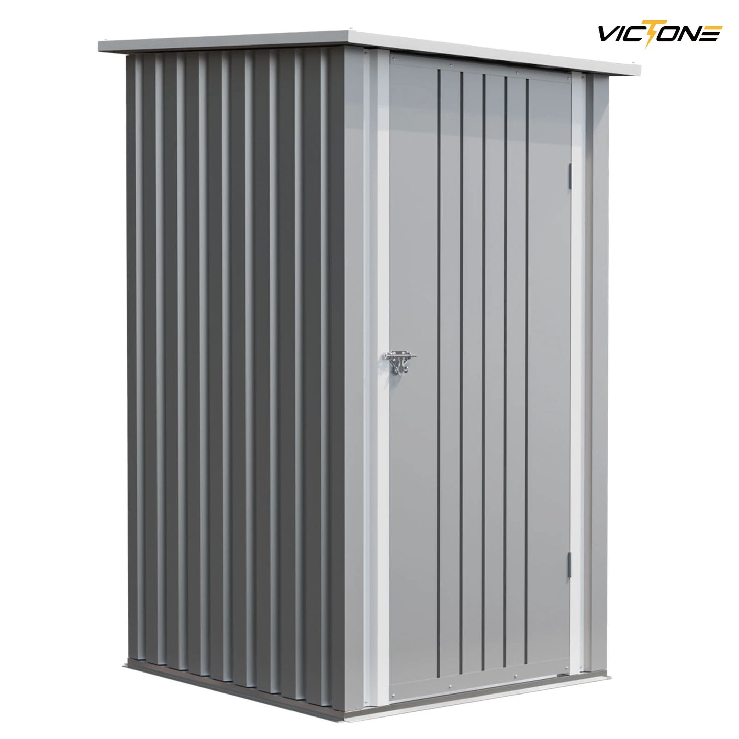 Victone 3' x 3' Compact Outdoor Storage Shed - Durable Small Garden Tool Storage with Sloping Roof, Single Lockable Door, Grey