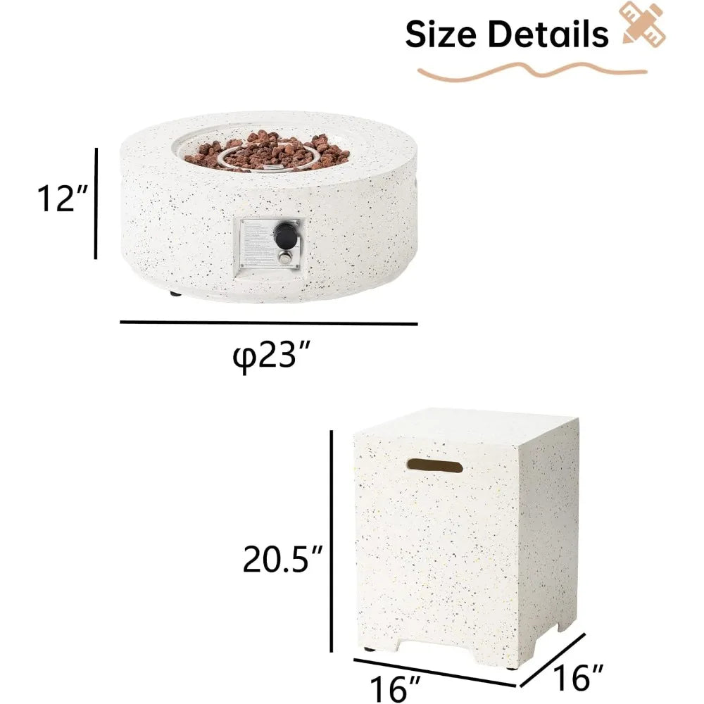 Outdoor Propane Fire Pit 40,000 BTU 28-inch Round Concrete Natural Gas Fire Table Outside Outdoor Propane Fire Pit
