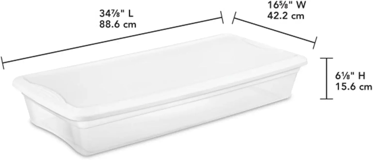 6-Pack Storage Box, Stackable Clear Plastic Bins with Snap-On Lids, 41 Quart - Heavy-Duty Organizing Containers for Closet,