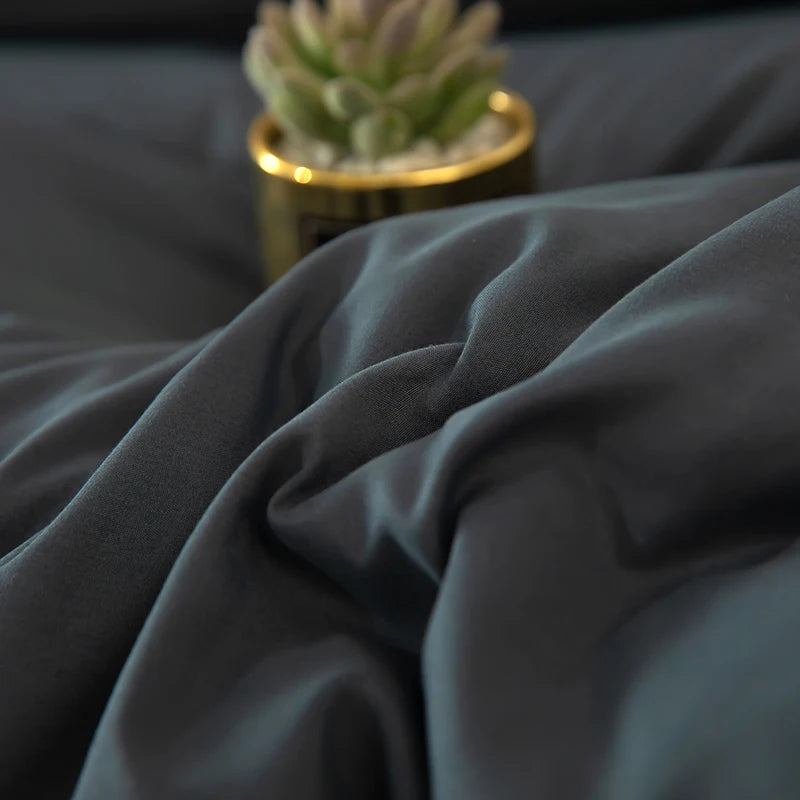 Bonenjoy Bedding Solid Color Bed Sheet Set Brushed Bedclothes Single/Double/Queen Size Bed Linen Set Home Quilt Cover Set 이불세트