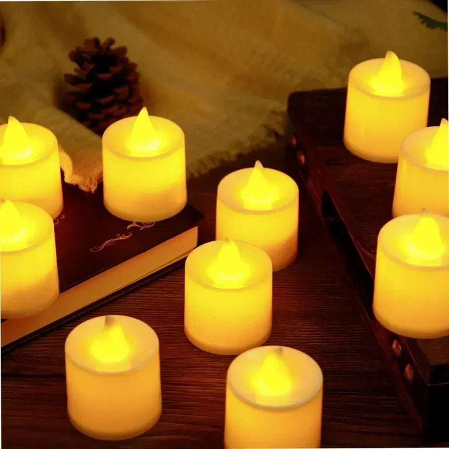 50/24PCS LED Simulation Candle with Switch Battery Tealights Candles Flameless Wedding Home Christmas Decor Candle Warm Light