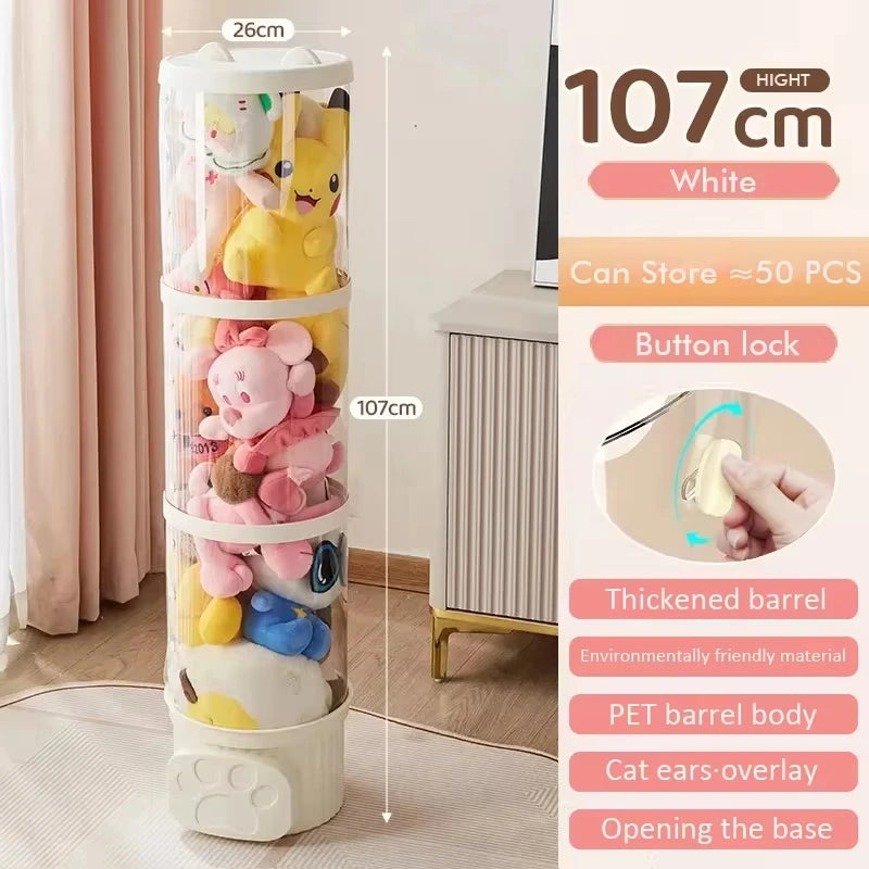 Doll Storage Box 162cm 107cm Toys Organization Plush Toy Storage Tube Transparent Storage Barrel Children's toy Organizer