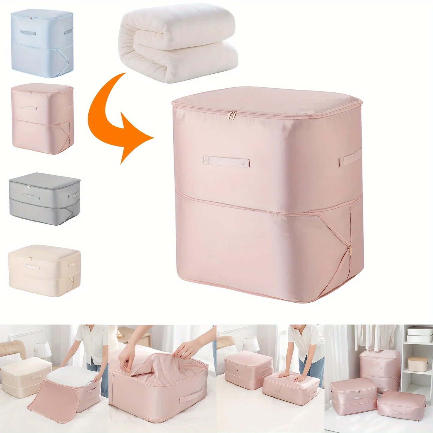 Large Compression Bag Quilt Clothes Closet Cabinet Organizer Storagepouch Ultra Space Saving Self Compression Organizer