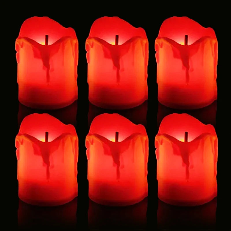Black Wick LED Candles Battery Powered Flameless Mini Tea Lights Wedding Christmas Party Drips Fake Candle Home Decoration Light