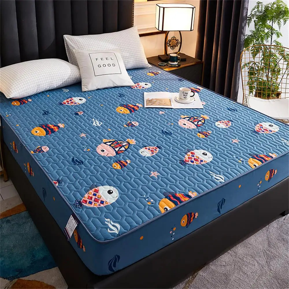 Waterproof Thicken Mattress Pad Protector Skin-Friendly Durable Fitted Sheet Bed Cover Latex Mat Cover 120x200 150x200 180x200