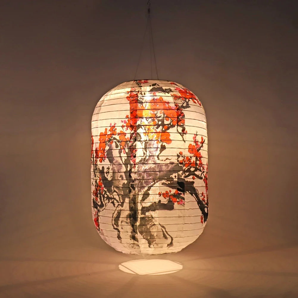 10inch/25cm Waterproof LED Solar Cloth Japanese Lantern Outdoors Festival Wedding Party Garden Hanging Lamp Light Decor
