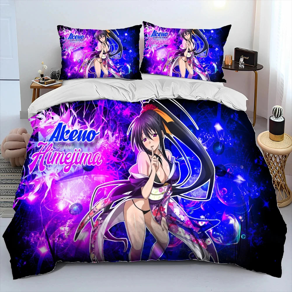 Sexy Girl High School DxD Anime Bedding Set Duvet Cover Bed Set Quilt Cover Pillowcase Comforter king Queen Size Boys Adult