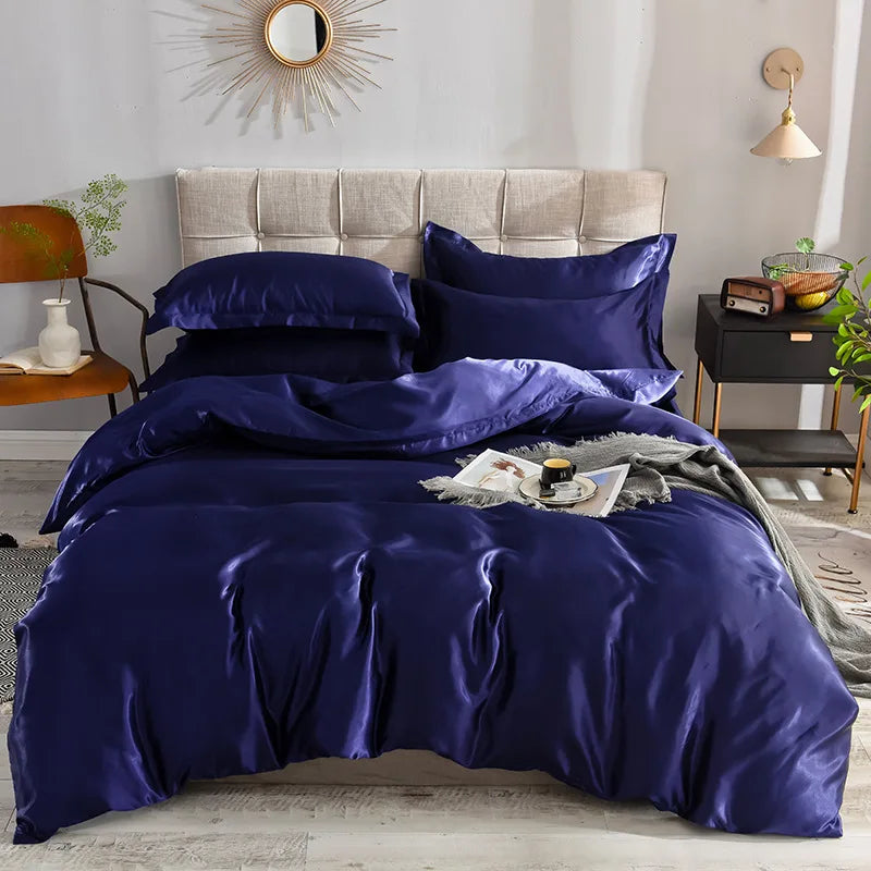 3/4pcs Luxury Rayon Satin Bedding Set Duvet Cover Set Single Double King Size Bedding Kit 2pcs/3pcs/4pcs Bed Cover Bed Linen Set